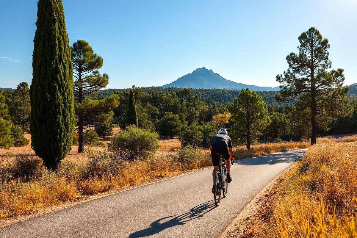Cycliste devant la Sainte-Victoire en Provence
